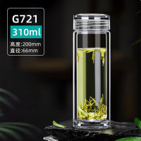 水宜生 水晶玻璃杯 2025新款男士大容量双层泡茶水杯 车载商务杯 G721 310ml