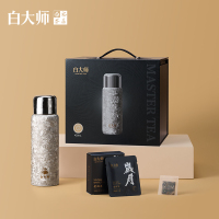 白大师 福鼎白茶泡茶杯保温杯2013年寿眉礼盒装便携水杯钛杯290ml 银色