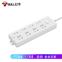 公牛(bull)GN-403 防过载新国标插座/插线板 全长5米 8位二孔三孔总控(带开关)