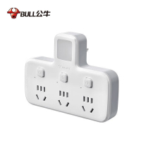 公牛(bull)GN-96033Y 品字形一转三插座(带开关) 3位分控带夜灯 电源转换器 10A 250V