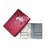 金号 清然/系列-17 两浴巾两方巾两毛巾礼盒装HY3118-17灰色米白色(颜色可备注)