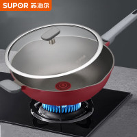 苏泊尔(SUPOR)火红点钛炒锅 不粘炒菜锅 耐高温可视锅盖 电磁炉燃气灶通用 NC32WA3