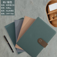 斯莫尔(SIMOER)B5/80G140张笔记本会议记录本记事本加厚皮面日记本软皮本B5搭扣笔记本-绿色3018可定制