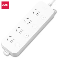 得力(deli) 33914雅白系列延长线插座 4组插孔 1.8米线长PE袋(白)/个