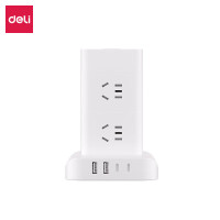 得力(deli) 1.8米过载保护立式插座插排/插线板/接线板/拖线板LU5052[8组5孔+2USB+2Type-C]