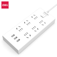 得力(deli) USB智能插座 插排/插线板/接线板/排插/拖线板 3USB接口+6孔 总控3米 18284-03
