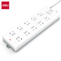 得力(deli) 新国标安全插座/插排/插线板/接线板 总控开关 儿童保护门 10组合孔2米 18275(02)