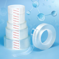 齐心 纳米胶带透明双面胶无痕强力高粘度加厚无痕胶不伤墙固定贴 3卷 宽30mm*厚2mm*长5m NM3052