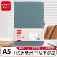 齐心(Comix) A5/120张莫兰迪色系可插笔绑带皮面本 高颜值记事本 C5912-雾霾蓝-张