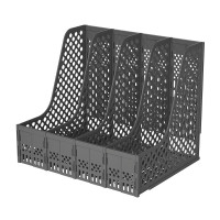 齐心(COMIX) 三联四联文件架 办公用品 文件框 资料架 文件栏 可折叠资料架 四格 B2075深灰