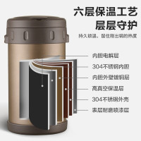 苏泊尔(SUPOR)保温饭盒多功能304不锈钢真空保温便当三层密封提桶独立盒子 2.3L KF23AL10 沙漠金