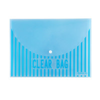 齐心(Comix) A4按扣透明文件袋 PP材质 圆弧开口 花瓣形按扣 经典条纹 10个装 C335-蓝-张