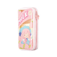 齐心(Comix) 简约大容量透明窗男女孩多功能笔袋 双层立式文具盒 MWAS0002-粉红