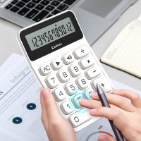 齐心(COMIX)真人发音带语音计算器白色办公用会计用大学财务小号便携商用12位数计算机器文具办公用品7号电 X3