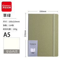 齐心(COMIX)复古100g纸张皮面文具笔记本子 学生日记手账本A5 商务办公记录本 C8011 草绿色(空白内页)