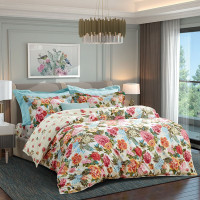 富安娜 床上用品 纯棉印花床单四件 \漫舞花间\标准被套 203*229cm