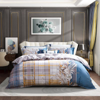 富安娜 纯棉四件套-翎羽星辰(精选) 1.5/1.5米床 (被套203*229cm)