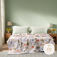 富安娜 夏季薄被空调 被印花蚕丝夏被 清逸悠扬203*229cm