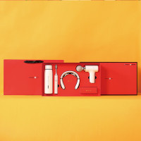 豹牌套装保温杯颈椎按摩仪电动牙刷筋膜枪组合BP-T66红色