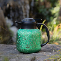 焖大师(MENDASHI) M1100T纯钛闷泡壶 高端保温养生闷泡壶 纯钛茶壶茶水分离保温壶 翡翠绿1100ml