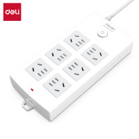 得力(deli)3C认证国标安全插座插排/插线板/拖线板总控开关儿童保护门6组合孔10米18207