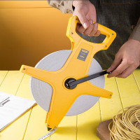 得力(deli)皮卷尺架式玻璃纤维长卷尺布尺皮尺手提尺测量米尺100米纤维皮尺DL98100