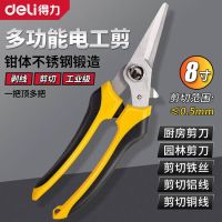 得力(deli) 剪刀电子缆线槽剪8寸铁皮园艺家用果枝树不锈钢多功能剪刀DL2908
