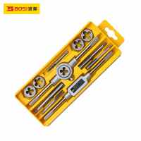 波斯(BOSI)圆形板牙螺纹套丝工具 12件套丝锥板牙组套 BS521112