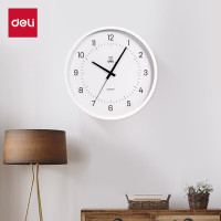 得力(deli) 简约时尚挂钟 卧室客厅时间提醒 免打孔大表盘 白色 LE402