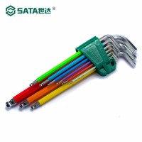 世达(SATA)彩虹系列9件特长球头内六角扳手组套 09101CH-六棱螺丝刀