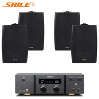狮乐(SHILE)AV-2011B+BX-105*4会议音响组合套装 商铺超市背景音乐培训音响 会议室蓝牙功放壁挂音响