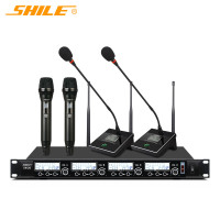 狮乐 (SHILE)SH-20无线话筒一拖四鹅颈手持领夹耳麦可选U段可调频会议话筒2手持2鹅颈