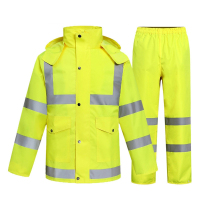 龙云天盾 分体式反光雨衣雨裤套装执勤户外交通巡逻环卫防雨荧光黄 XXXL