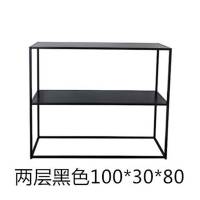 北欧简约铁艺玄关桌置物架书架多层落地鞋架厨房客厅收纳展示架子 两层黑色100*30*80(cm)