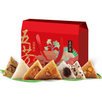 五芳斋端午节粽子 中华老字号 嘉兴特产 咸鸭蛋粽子 蛋黄肉粽 豆沙蜜枣 五芳瑞礼粽子礼盒1360g