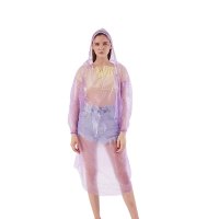 九天晴雨加厚加大有帽绳松紧袖口一次性雨衣 颜色随机 5个装