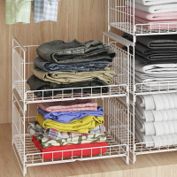 鼎南收纳篮收纳架两层加高可拆装 衣物收纳房间隔断隔层置物架抽屉式衣服收纳箱宿舍分隔收纳神器