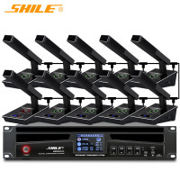 狮乐(SHILE)YE-12方杆话筒一拖十 工程会议话筒大型会议室桌面 专业有线手拉手麦克风