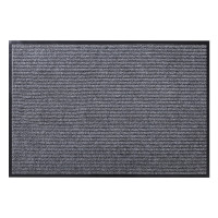 美歌(MG)PVC双条纹涤纶入户门地垫耐脏易打理防滑吸水地垫可裁剪防滑地毯 灰色 6mm拉绒 宽1.6m 长5m