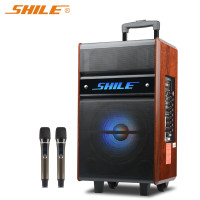 狮乐皇冠五号12英寸低音拉杆户外广场舞移动 便携式蓝牙电瓶音响门店宣传大功率扩音器 12英寸拉杆音箱配双手持