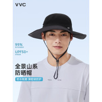 VVC防晒帽女夏季户外登山帽男防紫外线渔夫帽遮阳帽太阳帽帽子 曜石黑