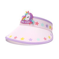 VVC儿童防晒帽夏季新品防紫外线遮阳帽校园萌趣卡通太阳帽儿童帽子 独角兽(紫)