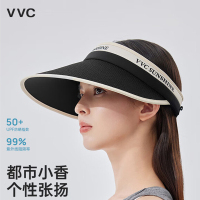 VVC成毅同款防晒帽子女新款夏季户外防紫外线遮阳帽透气遮阳帽 雅黑/细带
