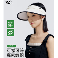 VVC遮阳帽女防晒帽防紫外线太阳帽防风可斜跨帽子 (小香风)月白
