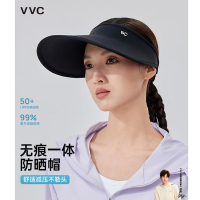 VVC防晒帽女夏防紫外线遮阳帽无痕帽户外骑行男女同款太阳帽 曜石黑