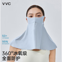 VVC防晒面罩女防紫外线夏季骑行全脸防晒口罩护颈透气遮阳 云浅蓝