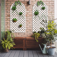 塑木栅栏户外白色防腐木网格爬藤架花架阳台庭院篱笆隔断花园护栏 塑木 90*150cm纯白色半圆弧