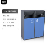 户外二三四分类垃圾桶环卫市政地产景区商用室内不锈钢果皮箱定制 大双灰蓝-喷塑(可选禁烟款)