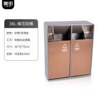 户外二三四分类垃圾桶环卫市政地产景区商用室内不锈钢果皮箱定制 小双砂钢玫-电镀(可选禁烟款)