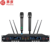 惠度(HuiDu)QH-9900专业无线话筒一拖二真分集麦克风舞台远距离婚庆主持学校操场户外演唱话筒手持
